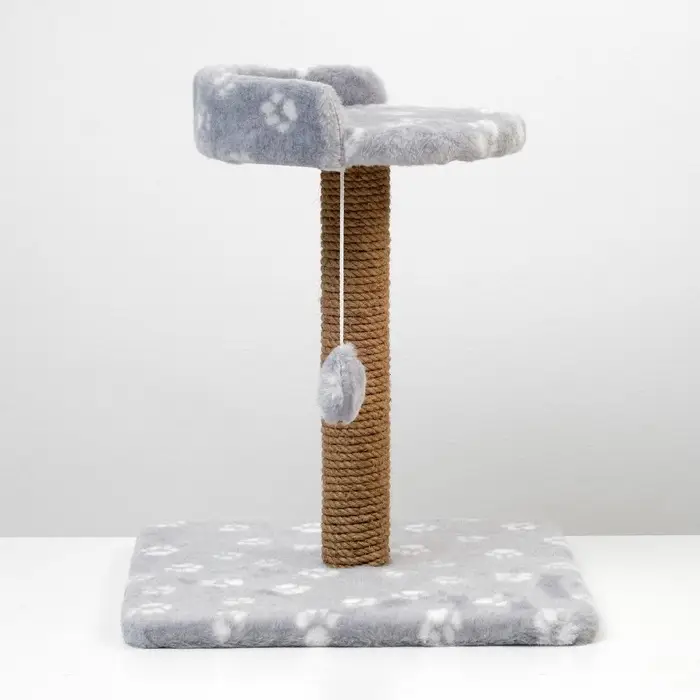 Когтеточка малая &laquo;Арена&raquo;, 36&times;36&times;50 см, с игрушкой, джут, серая