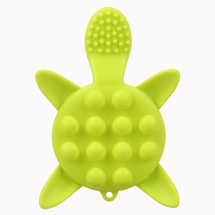 Прорезыватель силиконовый для зубов с погремушкой Крошка Я «Черепаха», зеленый