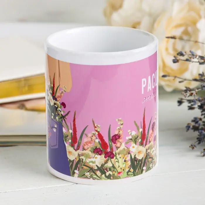 Кружка чайная керамическая "Расцветай" девушка, 320 мл