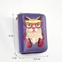 Кошелёк детский Выбражулька Cool cat, на молнии, фиолетовый