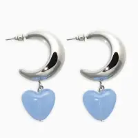 Серьги &laquo;Новый стиль. Сердечки&raquo;, голубые в серебре d=3 см