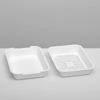 Туалет для кошек, 36&times;26&times;6.5 см, средний, с сеткой, пластик, белый