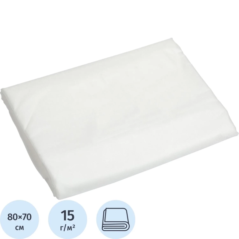 Простыня 70х80, белый (20шт/уп), спанбонд, пл.15, А1, 13285