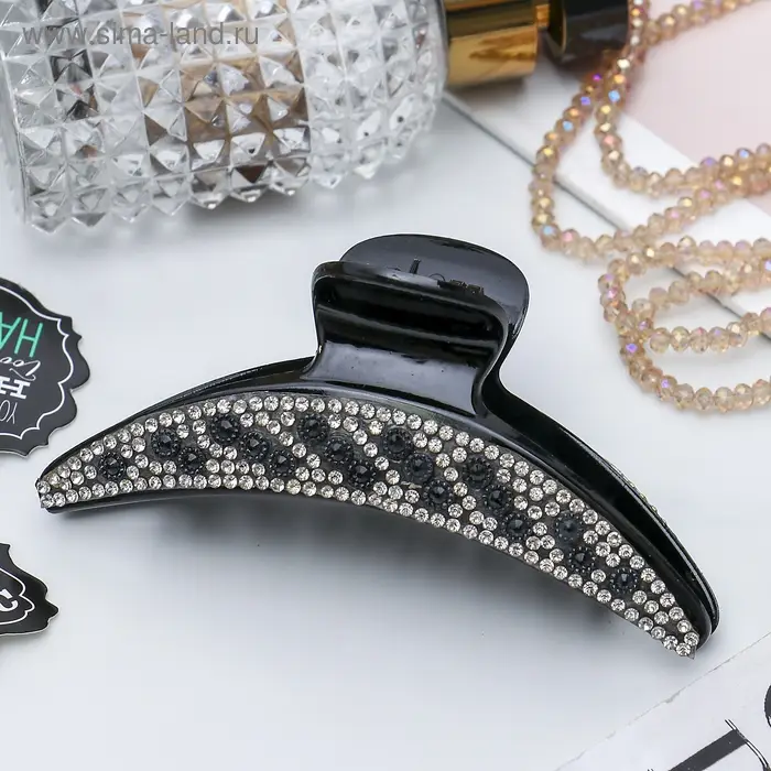 Краб для волос Краб для волос "Манифик" стразы полосы, 10,5 см, чёрный