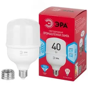 Лампа светодиодная LED 40 Вт 3900Лм 4000К T100 нейтральный E27/E40 (переходник) 150-275В LED POWER T100-40W-4000-E27/E40 Red Line