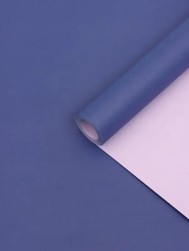Бумага упаковочная крафт, двусторонняя, синий, сиреневый, 0.68&times;10 м