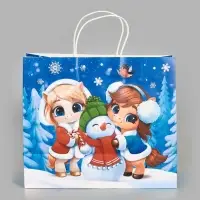 Пакет подарочный «Коняшки 2025», белый крафт, 32 × 28 × 15 см