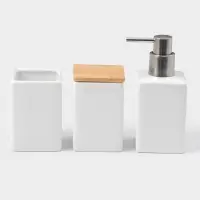 Набор аксессуаров для ванной комнаты SAVANNA Square, 4 предмета, дозатор для мыла, 2 стакана, подставка, белый