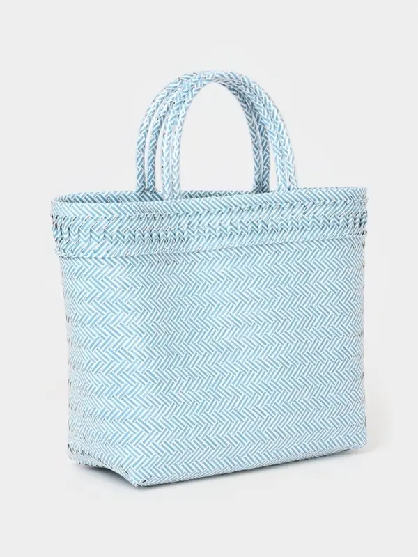 Сумка плетёная, 30&times;15&times;35 см, пластик, бело-голубая