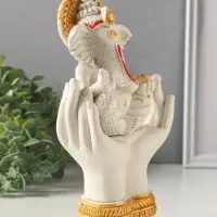 Фигурка гипс &laquo;Ганеша&raquo;, 21.5&times;11.5 см, белая с позолотой
