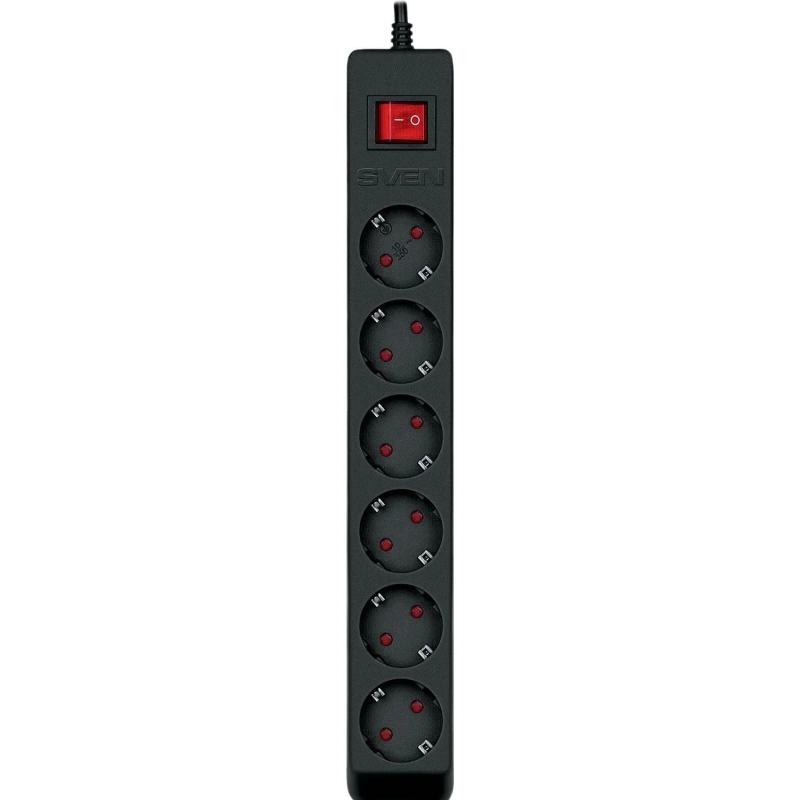 Сетевой фильтр SVEN Optima 5,0 м (5м/6р с защит шторки) черный(SV-021030)