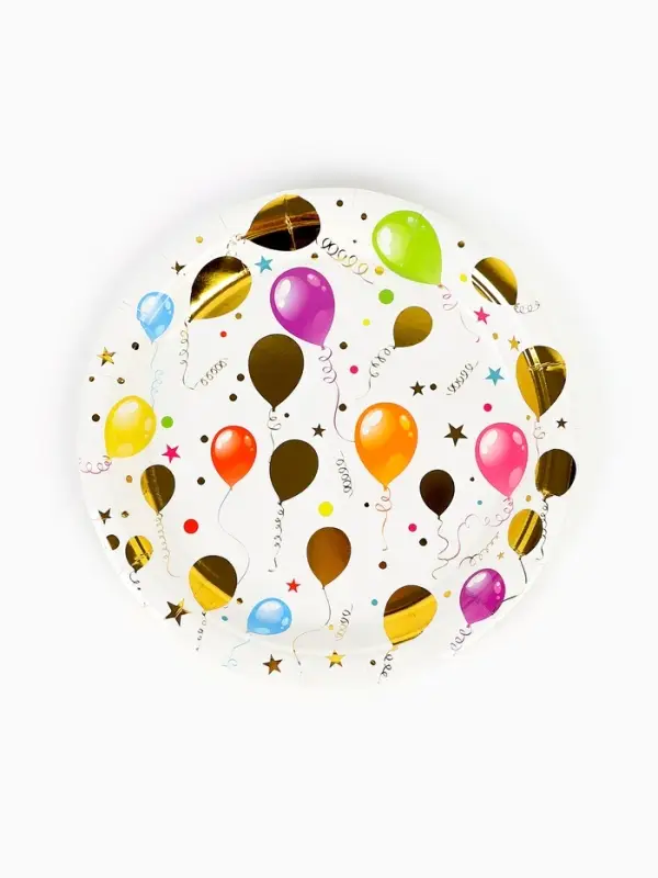 Тарелки (7''/18 см) Воздушные шарики, Разноцветный, Металлик, 6 шт.