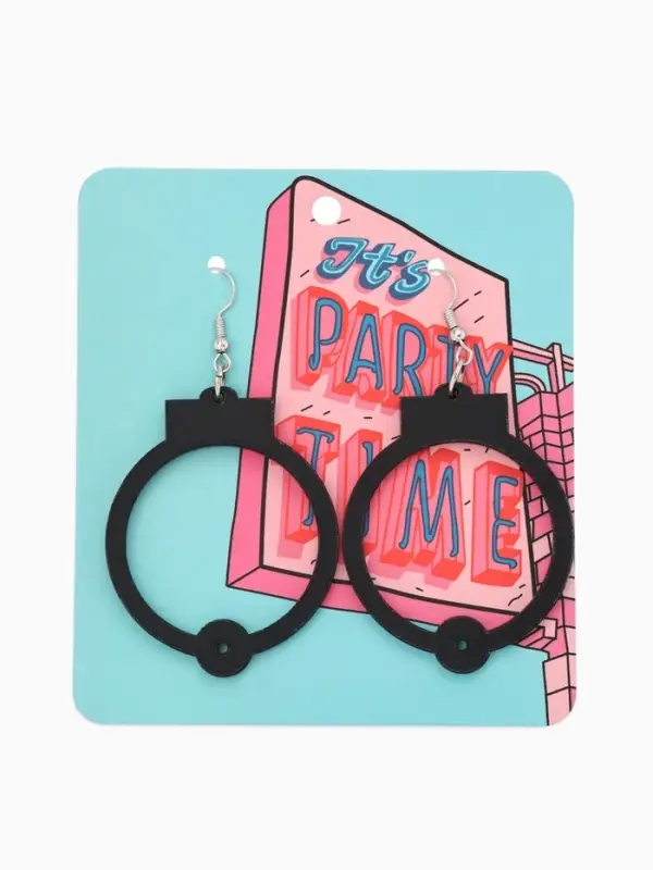 Серьги акриловые &laquo;Наручники&raquo;, чёрные в серебре