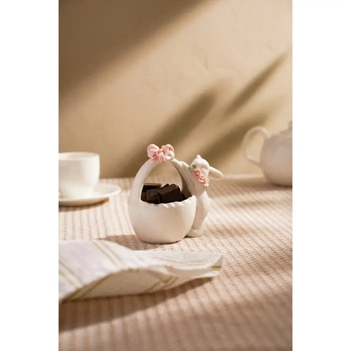 Конфетница SL Home &laquo;Лесные кролики&raquo;, 12.5&times;8&times;12 см, фарфор, белая