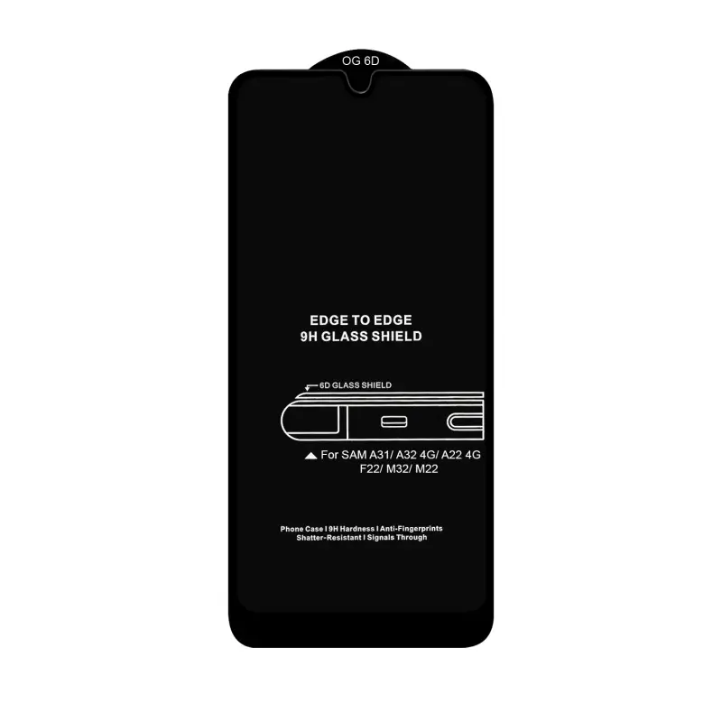 Защитное стекло для Samsung A22 6D без упаковки
