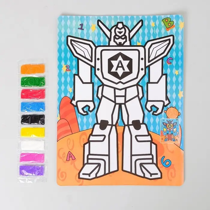 Фреска с цветным основанием «Трансформер» 9 цветов песка по 2 г Фреска с цветным основанием «Трансформер» 9 цветов песка по 2 г