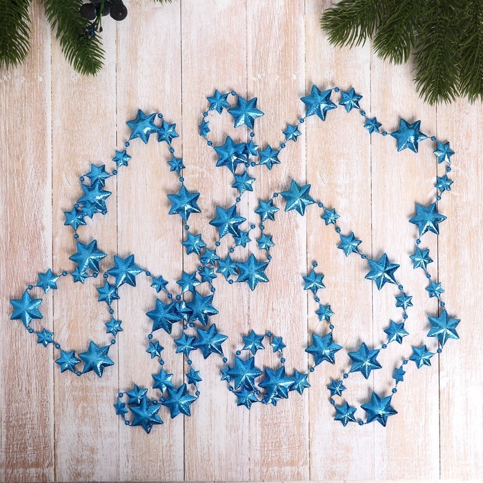 Бусы на ёлку 2,7 м Бусы на ёлку 2,7 м "Рельефные звёзды" микс