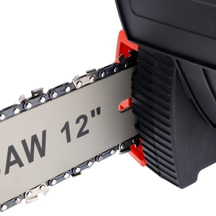 Пила цепная аккумуляторная ТУНДРА, 21 В, 3 Ач, Li-ion, 12 Пила цепная аккумуляторная ТУНДРА, 21 В, 3 Ач, Li-ion, 12", шаг 3/8", 45 звеньев