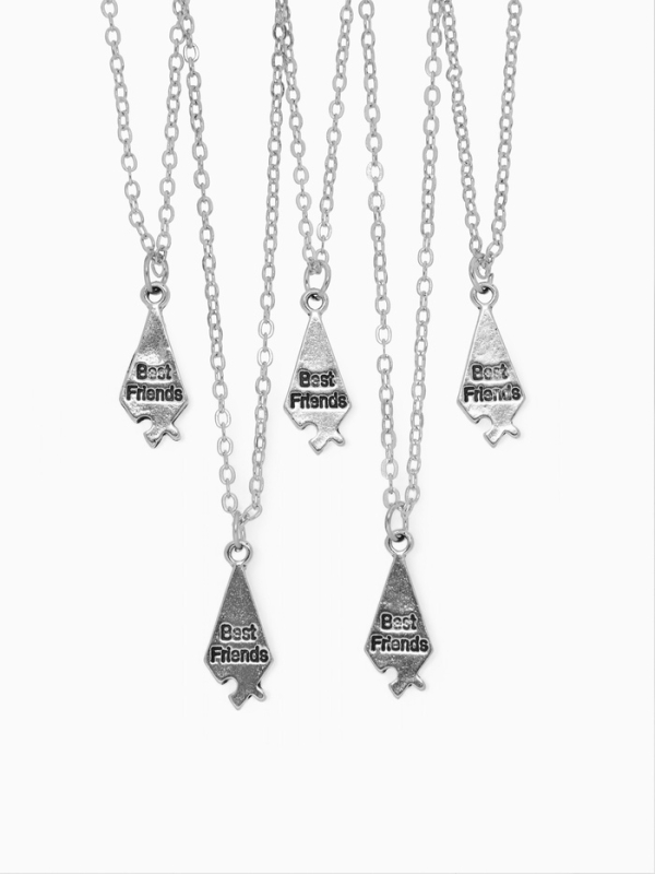 Кулоны «Неразлучники» пять пазлов, цвет серебро, 45 см