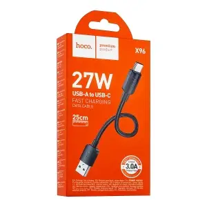 Кабель USB на Type-C 0,25M 3A 27W X96 HOCO черный