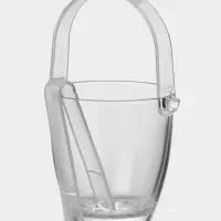 Ведро для льда с ручкой и щипцами Paşabah&ccedil;e Sylvana, 650 мл, h=13 см, стекло, прозрачное