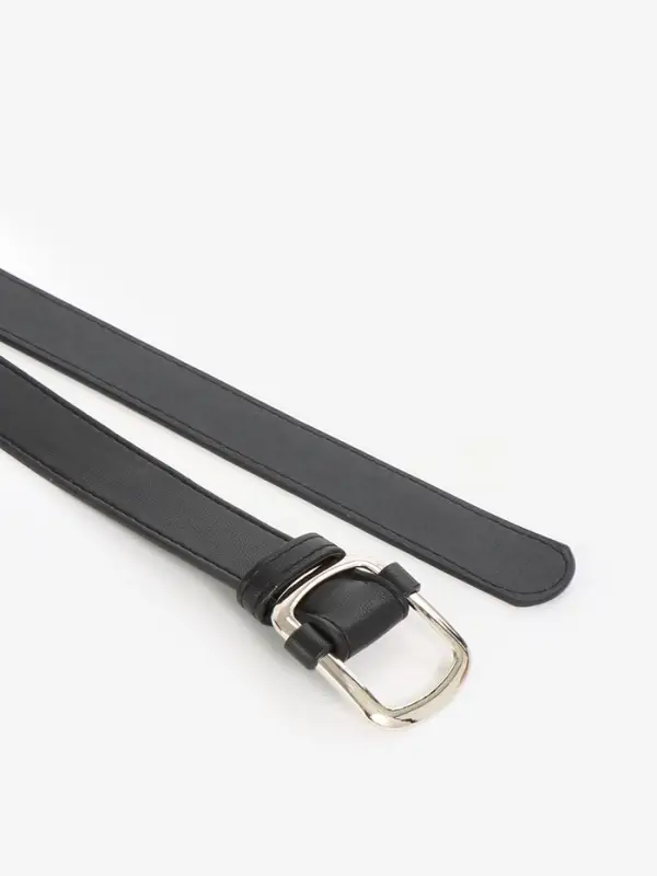 Ремень женский, 110&times;2.7 см, пряжка-затяжка металл, серебристая, чёрный