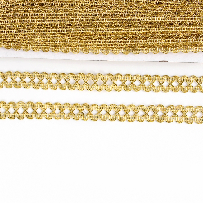 Тесьма «Ажурная» золотая, ширина 1,5 см, намотка 25 метров Тесьма «Ажурная» золотая, ширина 1,5 см, намотка 25 метров