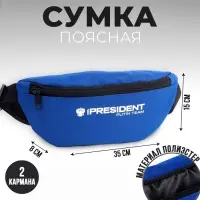 Сумка на пояс Putin team, 32×8×15 cм, на молнии, синяя