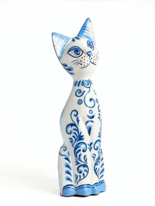 Фигура &laquo;Кошка с синей росписью&raquo;, 9&times;4.5&times;30 см, дерево