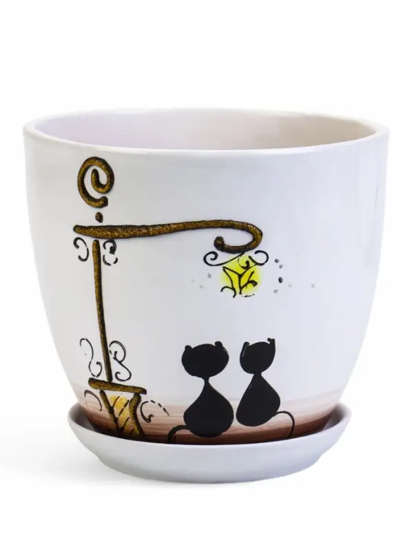 Горшок цветочный поддоном 2,5 л, керамика, Вечер (М) Горшок цветочный поддоном 2,5 л, керамика, Вечер (М)