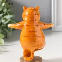 Сувенир полистоун лак "Пухлый кот-йог" 12х7х14,7 см