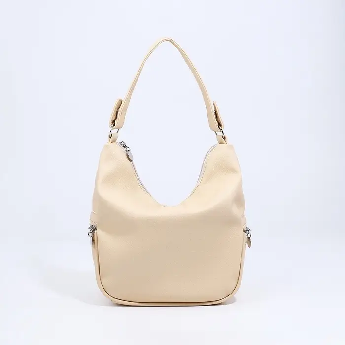 Сумка - мешок женская на молнии, 26&times;10&times;26 см, бежевая