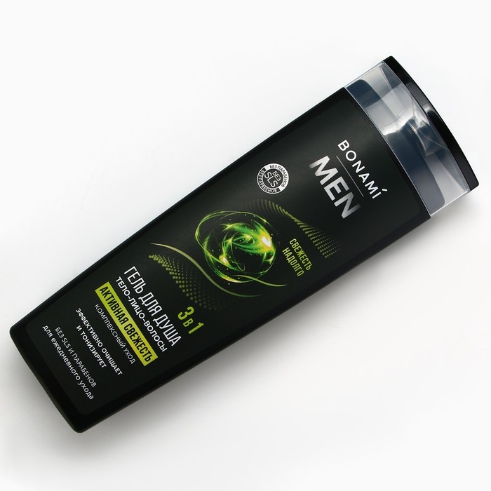 Гель для душа 3в1 For men, активная свежесть, 400 мл, BONAMI Гель для душа 3в1 For men, активная свежесть, 400 мл, BONAMI