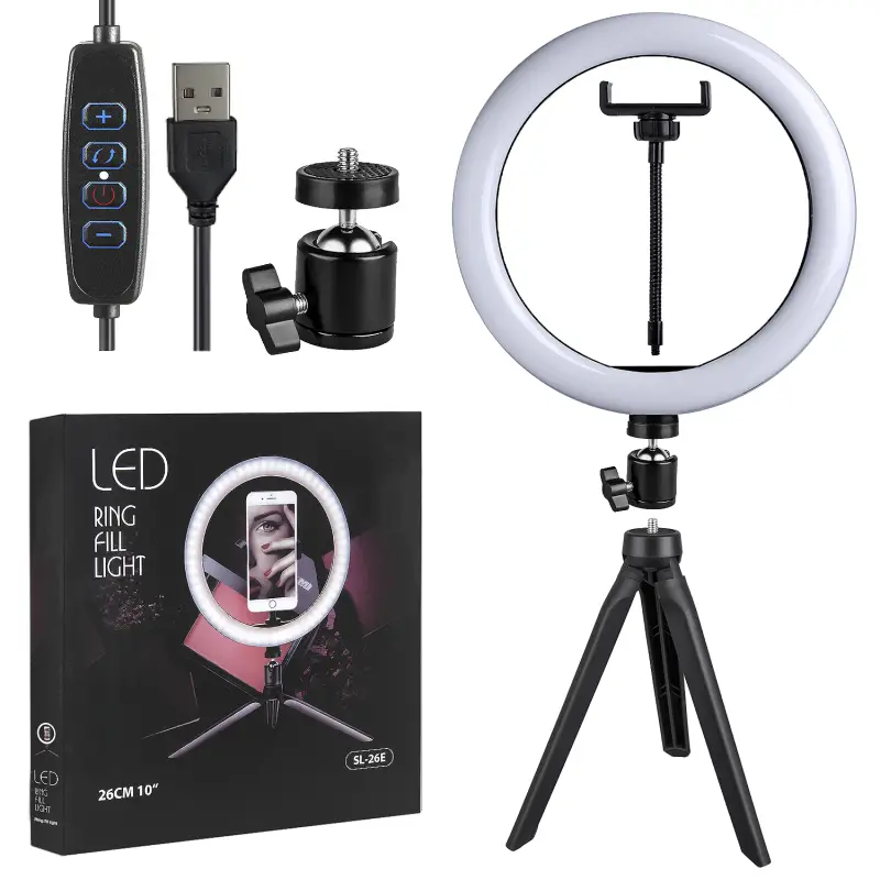*Селфи кольцо 26CM 10“ SL-26Е с держателем (со штативом и держателем для телефона)