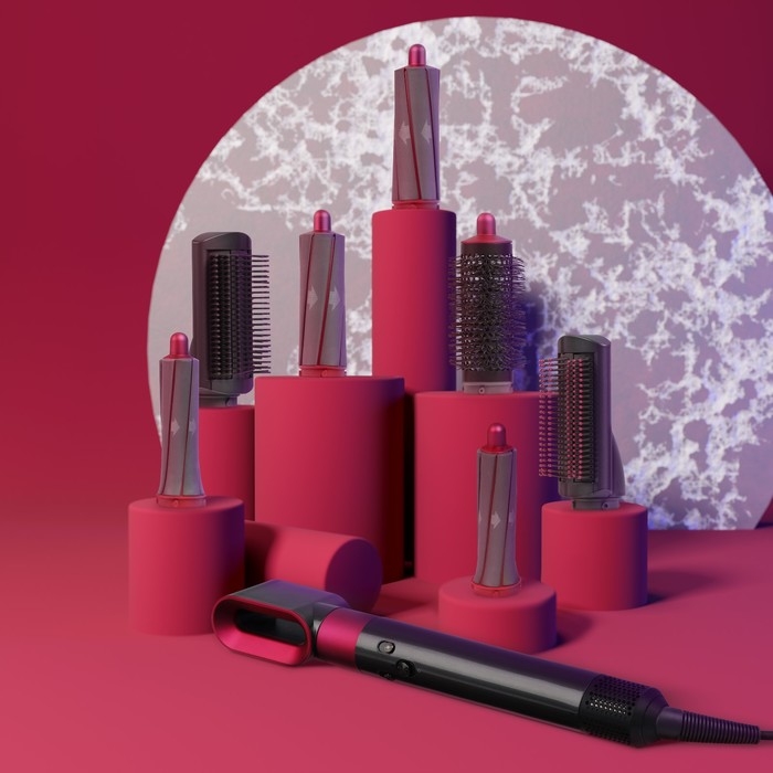 Мультистайлер для волос LF-27, Airwrap 5 в 1, 1300 Вт, 3 режима, керамическое покрытие, фуксия, 1012