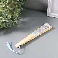 Веер складной с кисточкой &laquo;Греческий орнамент&raquo;, белый с золотом, 23 см