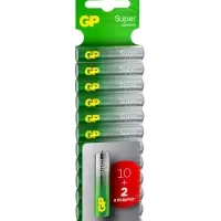 Батарейка алкалиновая GP Super, AAA, LR03-12BL, 1.5 В, блистер, 10+2 шт.