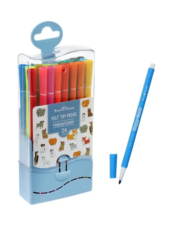 Фломастеры 24 цветов &laquo;Собаки&raquo;, в пластиковом пенале