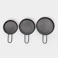 Сито с ручкой Magistro, набор 3 шт., d=8;9;10 см, нержавеющая сталь, чёрные