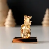 Сувенир Лошадка с монеткой на подставке и с пожеланием "Здоровья", 4*2,3*5см.