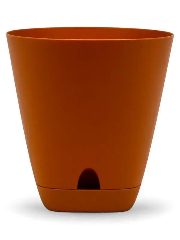 Кашпо с прикорневым поливом 2 л D-14,5см, H-15см карамель Кашпо с прикорневым поливом 2 л D-14,5см, H-15см карамель "Гранд"