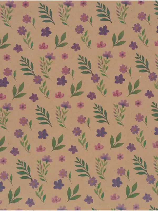 Бумага упаковочная крафт &laquo;Сиреневые цветы&raquo;, 50&times;70 см