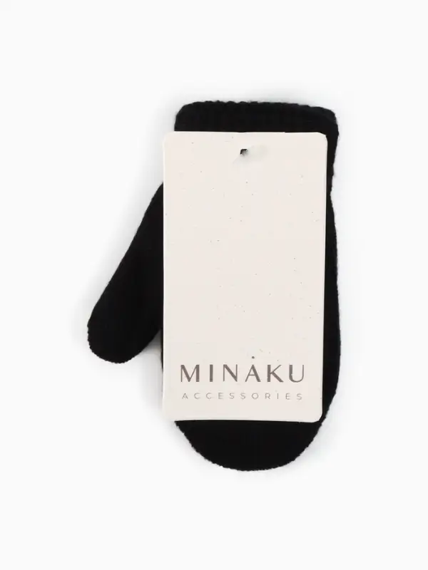 Варежки детские MINAKU двухслойные, цвет черный, 12 см