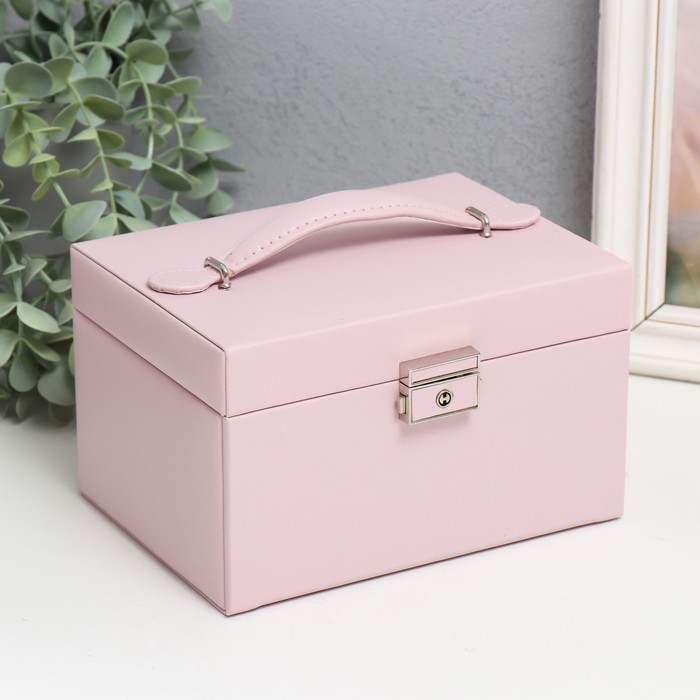 Шкатулка кожзам для украшений сундук Шкатулка кожзам для украшений сундук "Гладкость. Матовый светло-розовый" 11х18х13,7 см