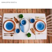 Миска Доляна &laquo;Космос&raquo;, 330 мл, d=12.6 см, фарфор, белая, синяя