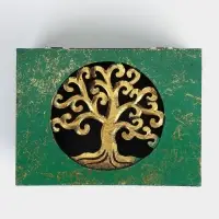 Шкатулка &laquo;Древо&raquo;, 19&times;14&times;7 см, МДФ, зелёная