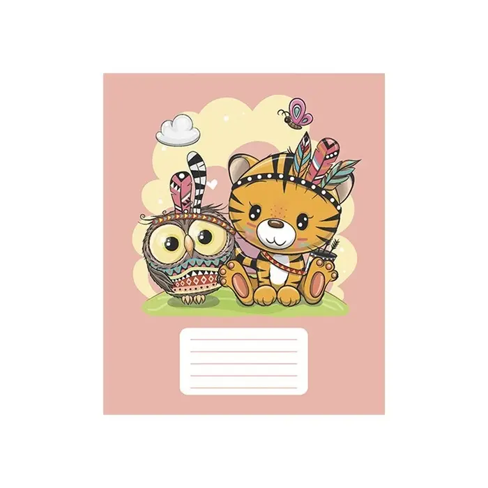 Тетрадь 12 листов в частую косую линию Calligrata "Животное племя", обложка мелованный картон, ВД-лак, блок офсет, белизна 95%, МИКС