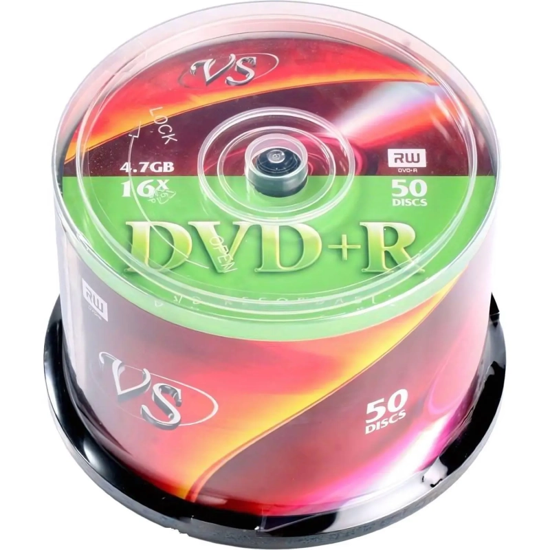 Носители информации DVD+R, 16x, VS, Cake/50, VSDVDPRCB5001