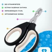 Ножницы-когтерезы &laquo;Пижон&raquo; Premium, с эргономичной ручкой, чёрные, бежевые