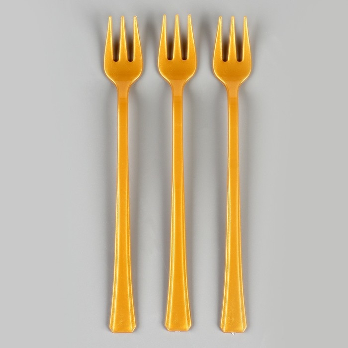 Вилки пластиковые, в наборе 12 штук, цвет золото Вилки пластиковые, в наборе 12 штук, цвет золото